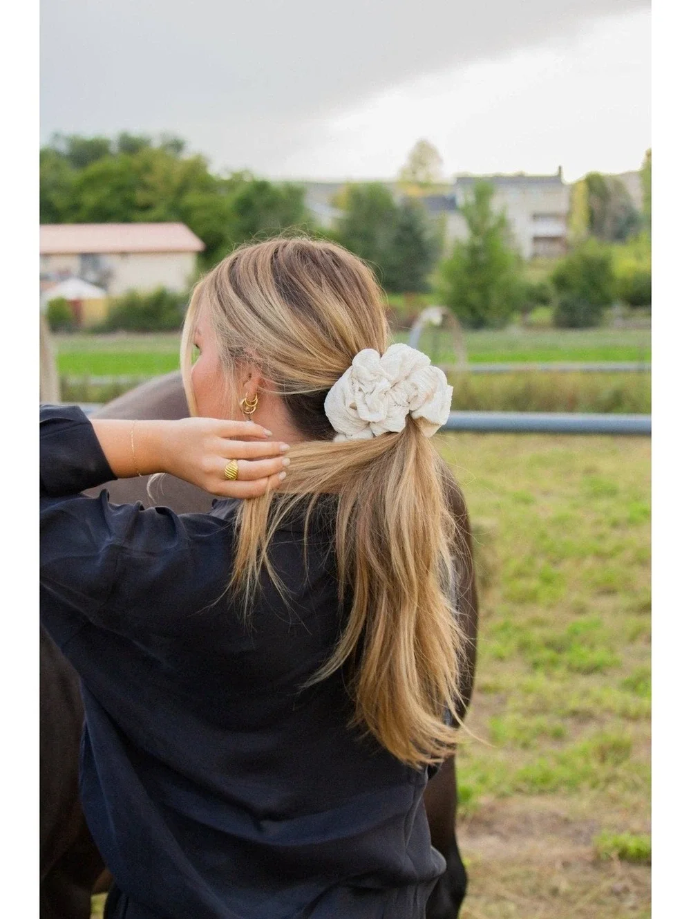 Andi Magnolia Cream Textured Jumbo Scrunchie